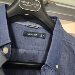 Nautica Men's Casual Blue Button Down Shirt Xl